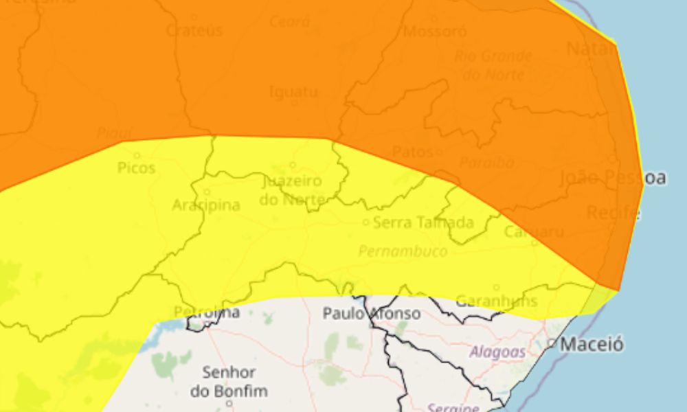 Inmet divulga alerta de perigo sobre chuvas intensas na Paraíba