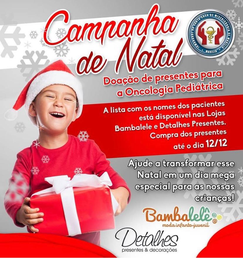 Campanha de Natal vai presentear 35 crianças da oncologia pediátrica da Santa Casa; saiba como ajudar